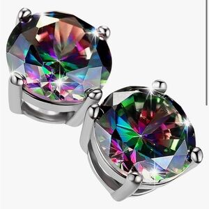 Sterling Silver Earrings Full Diamond Studs